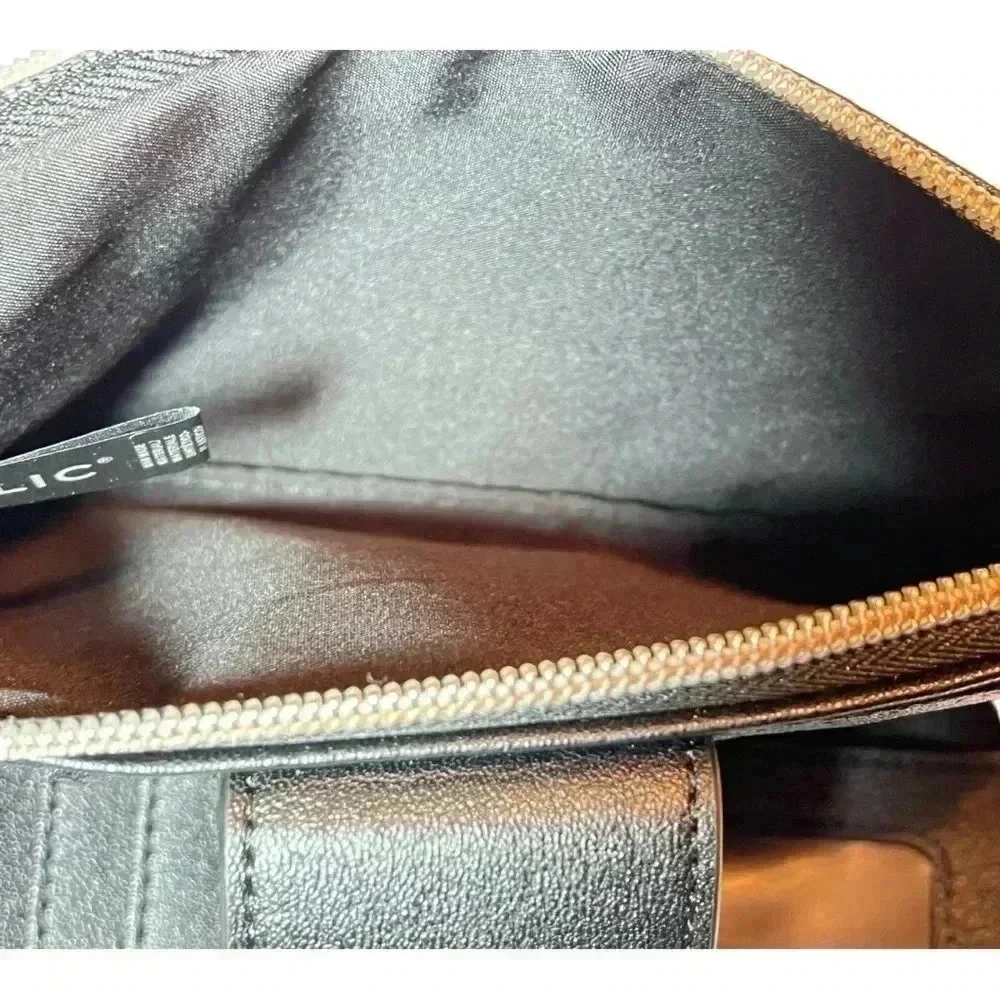 Women's Relic Checkbook Wallet Black Embroidered Design Wristlet. Like New.